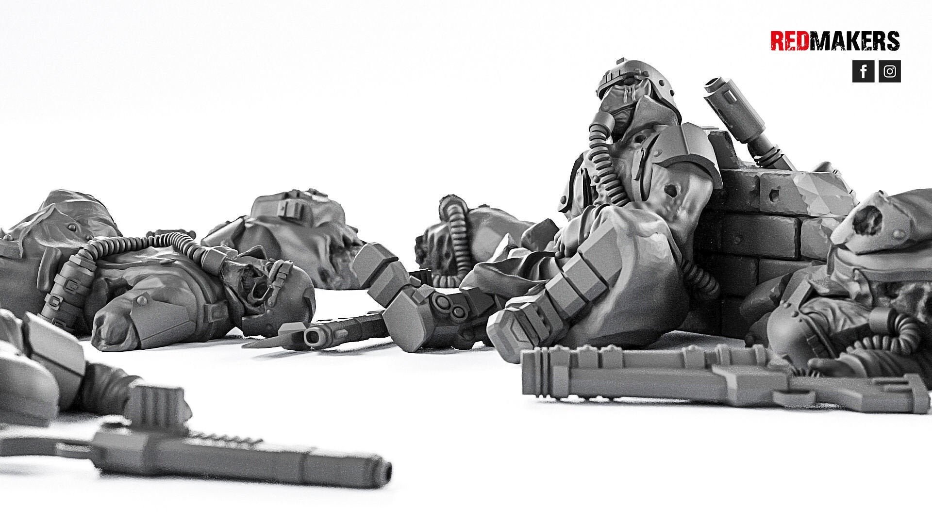 Death Division dead and wounded Soldiers 3D printed miniatures of Sla…