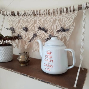 Handmade Macramé Floating Shelf - Living, Dining, Bedroom - Wall Decor - Antique Reclaimed Wood - Recycled Cotton - Silk Sari Detail