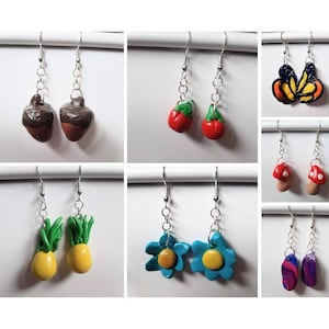 Polymer clay earrings, sterling silver hooks, origami packaging, handmade, unique gift