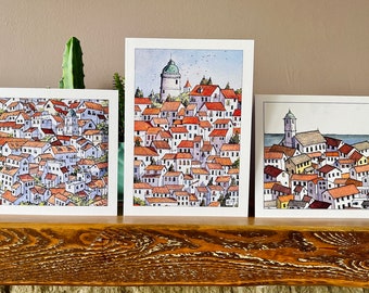 Red roofs greetings card set (6 cards)