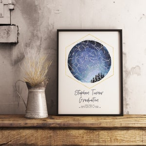Mappa stellare acquerello personalizzata, nascita, matrimonio, anniversario, ocasion speciale