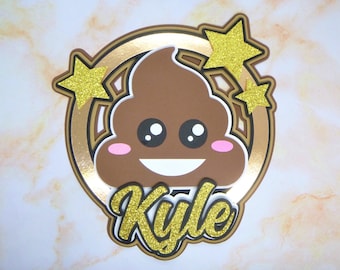 Poop Cake Topper, Poop Emoji Birthday Cake Topper, Personalized Cake Topper for Kids, Poop Birthday Decor for Teens, Emoji Birthday Party