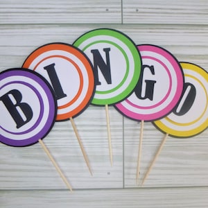 Bingo Cupcake Toppers, Bingo Birthday Party, Game Night Cupcake Toppers, Bingo Theme, Bingo Birthday Decorations
