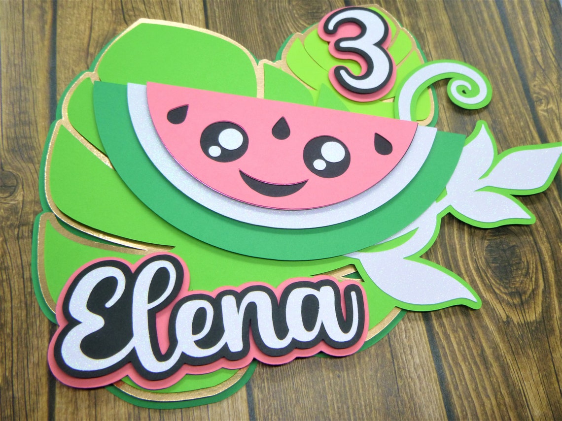 Watermelon Cake Topper Personalized Birthday Cake Topper for Etsy