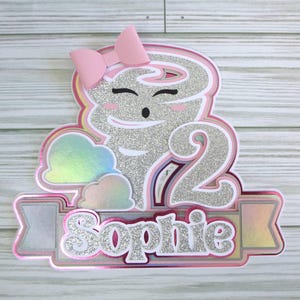 Fournado Tornado 4th Birthday Cake Topper - Four-Nado Theme Party Decoration For Boys & Girls