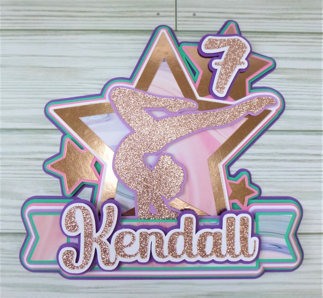 Gymnastics Cake Topper, Personalized Birthday Cake Topper for Girls