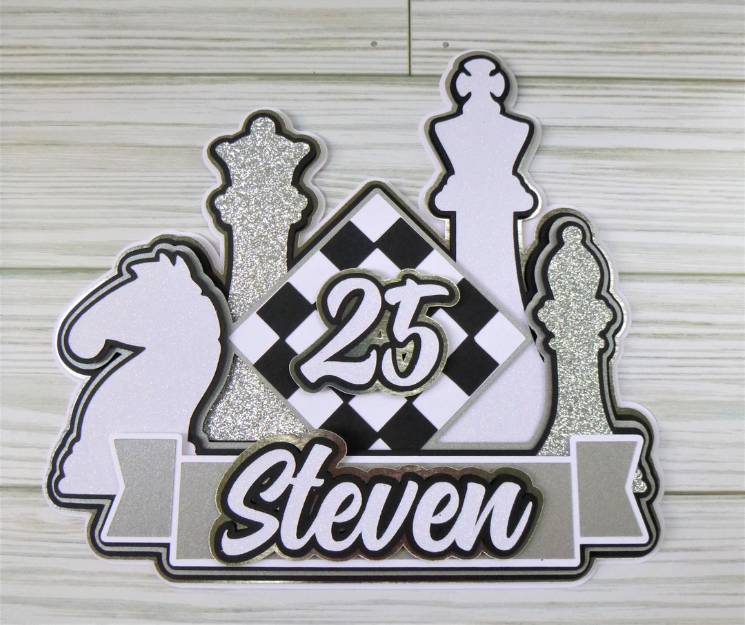 Chess Cake Topper, Personalized Birthday Topper for Men, Chess Theme ...