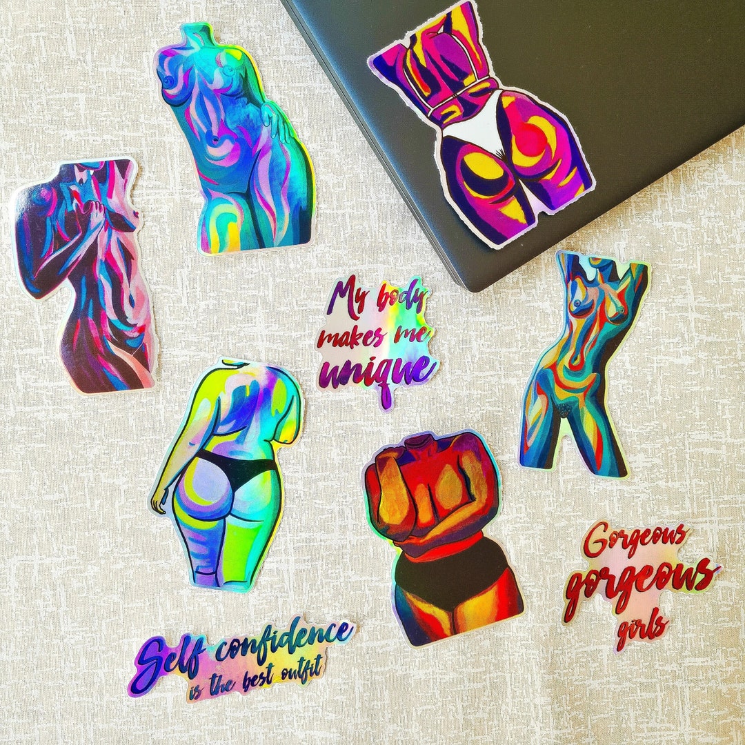 Pick Your Own Set of 5 Iridescent Holographic Stickers, Nude Figure ...