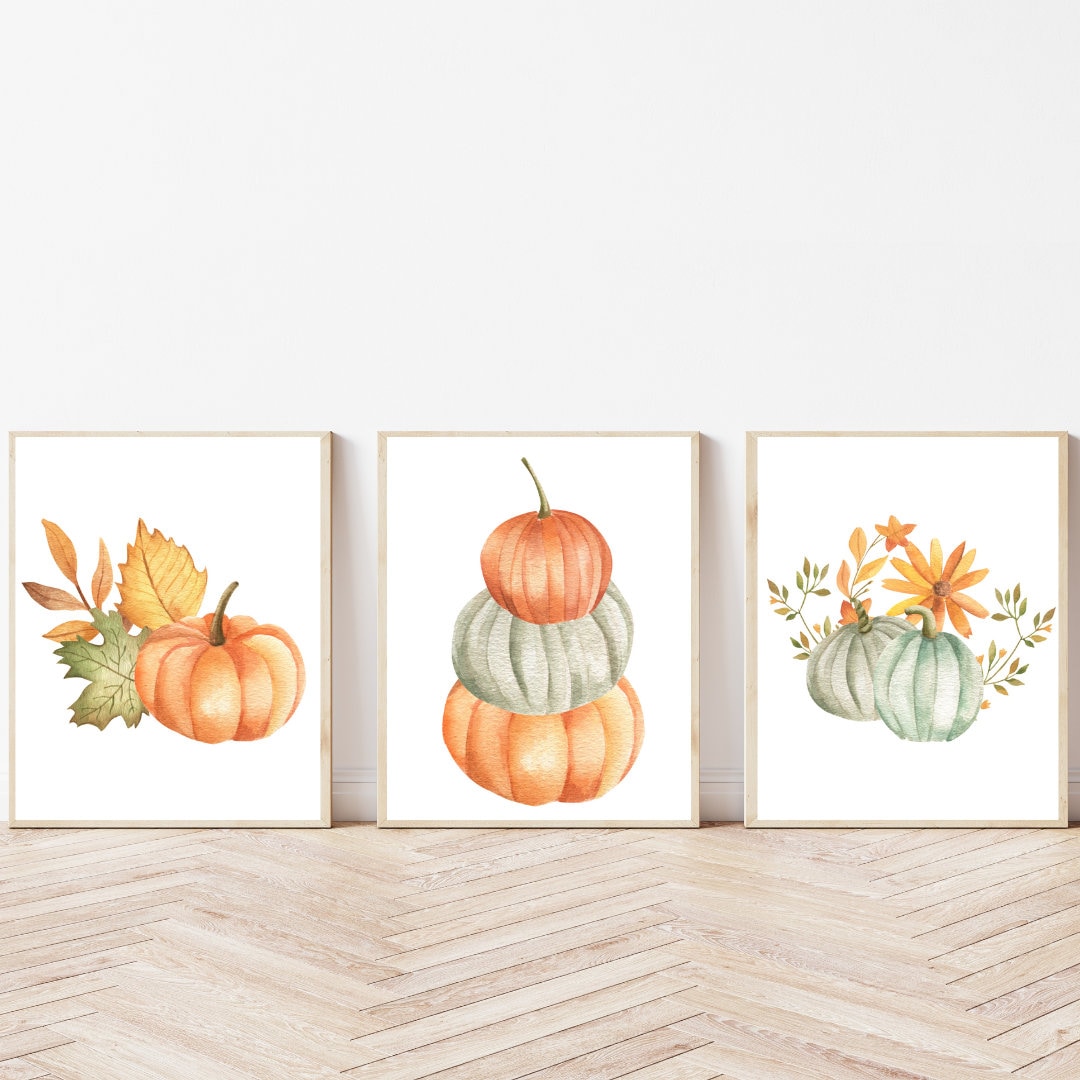 Set of 3 Fall Prints Wall Art Fall Decor Watercolor Autumn Decoration ...