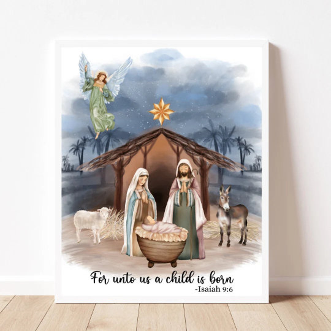 Nativity Scene Art Print Nativity Scene Print Jesus Birth Print