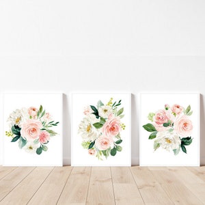 Peony prints Peony wall art Peony art print Printable wall art Peonies painting Vintage home decor Blush pink wall art Peony flower poster