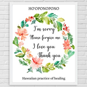 Hooponopono poster Hooponopono prayer daily affirmation print affirmation wall art miracles quotes Morning affirmations digital sign prints