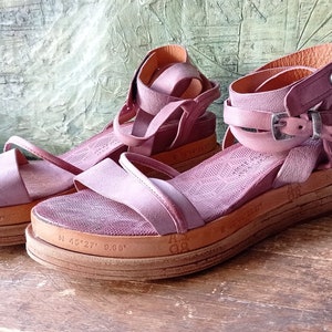 Pink Platform Sandals AS 98  Leather shoes Blush Pink Airstep AS98 EU 42 Open Toe High Heel Punk Platform Gladiator Boho wedding Pastel
