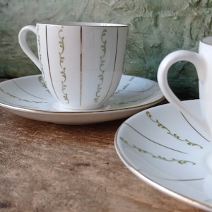Gustavsberg Coffee Cup Gold Stella Line Stig Lindberg Mid century from the 60s  Bone china benporslin Swedish vintage design Porcelain art