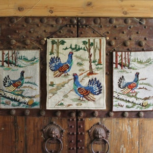 Capercaillie Embroidered Scandinavian Decorative Tapestry Wall Hanging Birds Woods Swedish Embroidery Woodland Forest Wild Nature