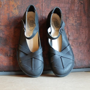 Loints of Holland Black Leather shoes Flats Mary Jane Girly EU 42,5 US 12 Minimalist Ballerina Sporty Open Shoes Netherlands For Walking