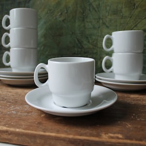 Porsgrund White coffee cup Ceramic Cups & Saucers Drinkware Scandinavian design White Minimal Teacup Set Porcelain Norway 1996 Less is More