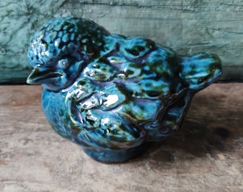Turquoise bird figurine Beautiful ceramic bird Design Erik Engqvist Sweden 1960 big blue Kingfisher mcm animal sculpture fine art porcelain