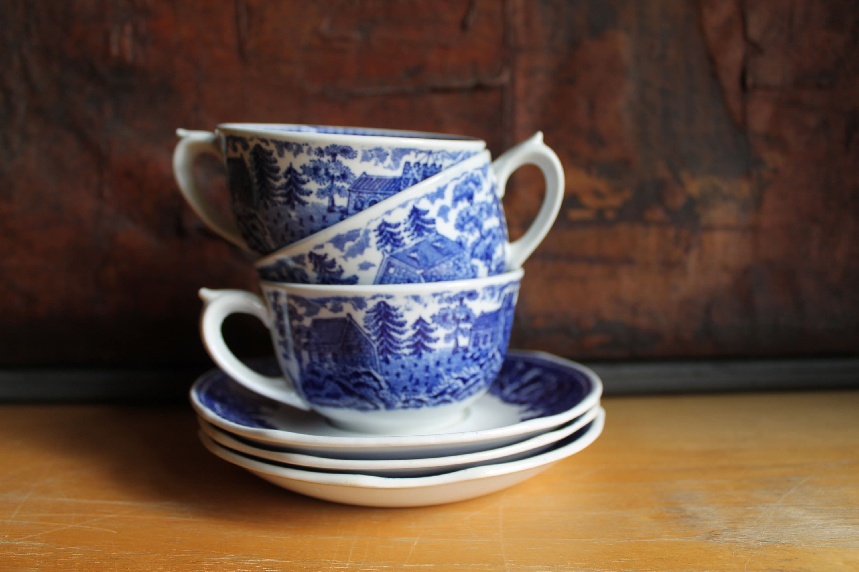Vintage Arabia Finland Espresso Cup in Blue Landscape