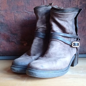 A.S.98 Airstep Boots Leather Heel Ankle EUR 37 US 6,5  UK 4,5  Bikers Made in Italy Leather Air Step High Heel Punk Gray Brown Black Zipper