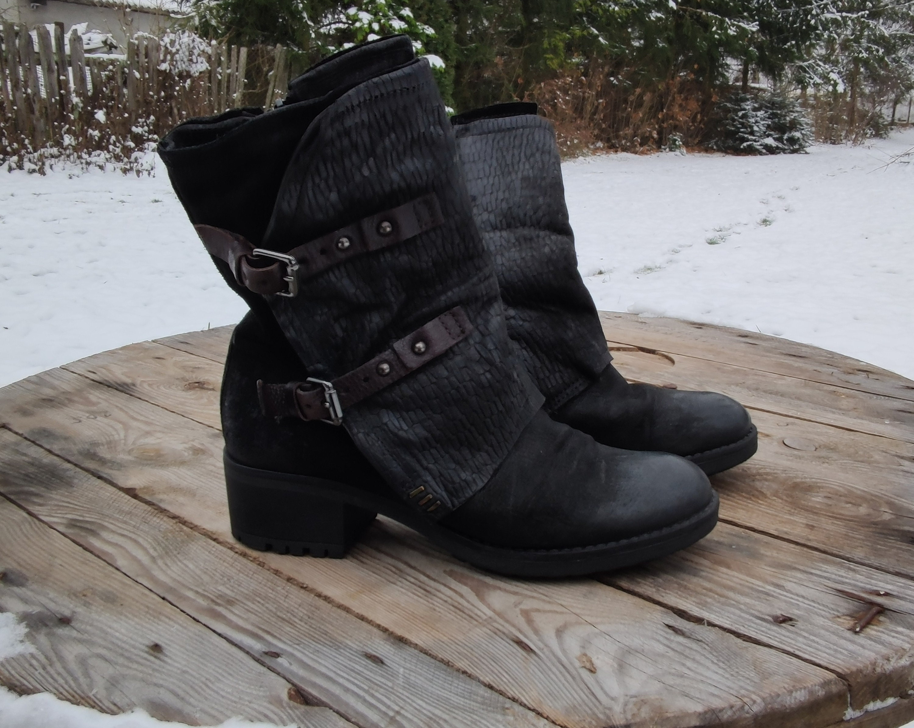Mjus Black Leather Winter Boots Fabulous EU 39 US 6 Made in Italy
