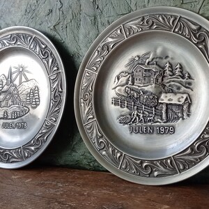 Vintage Fatto a mano Astri Holthe Piatto di Natale in peltro norvegese di Peltro norvegese 1984 1980 Firmato Telemark numerato Norvegia