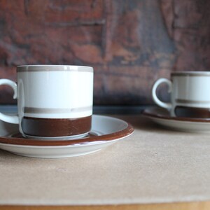 Arabia of Finland Pirtti Espresso Coffee Cup Saucer set by Raija Uosikkinen Stoneware 1960s mid century modern 1970s Scandinavian Hygee