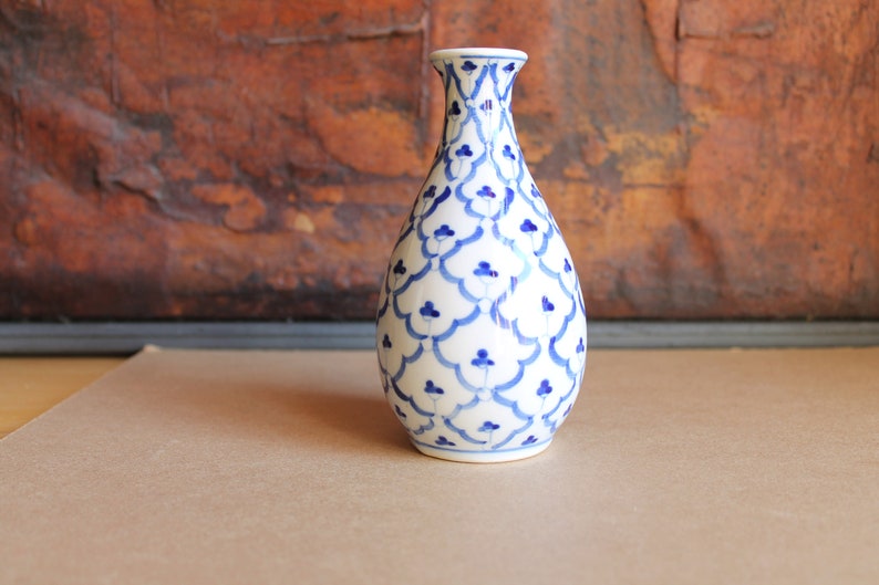 Indigo Ceramic Vase Thailand Vase Blue White Handcrafted Etsy