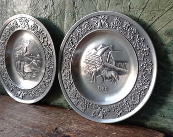 Vintage Handmade Astri Holthe Norwegian Pewter Christmas Plate by Norwegian Pewter 1984 1980 Signed Numbered Telemark Norway