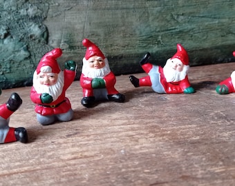 Kleine Retro Weihnachtsmann Miniatur Figur Tomte Zwerg Nisse Elfe terracotta Weihnachtsgarten Wichtel Weihnachtsdekoration Mini Keramik Dekoration Tiny