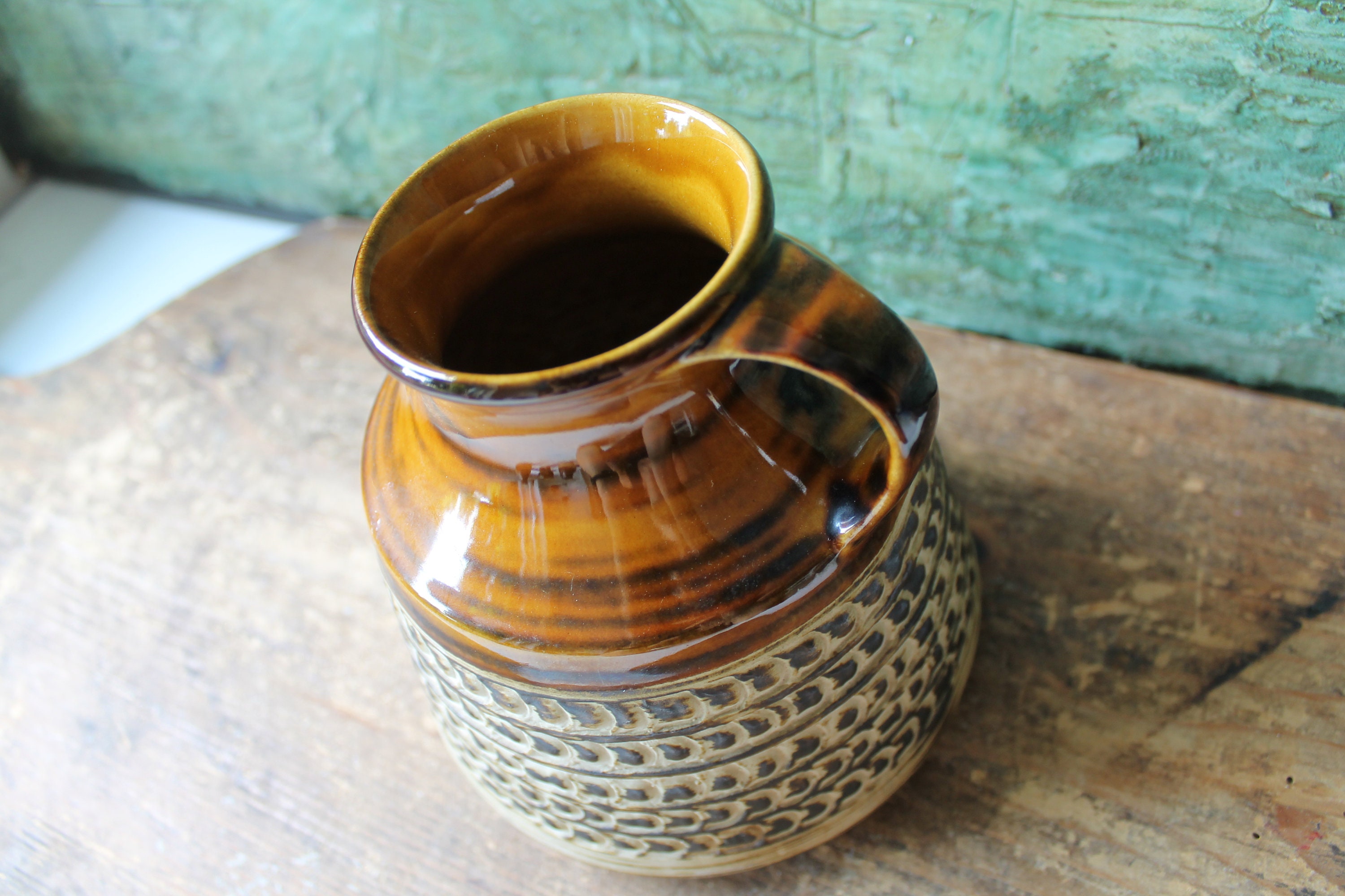 West Germany Vase With Handle Pottery Mid-century Modern
