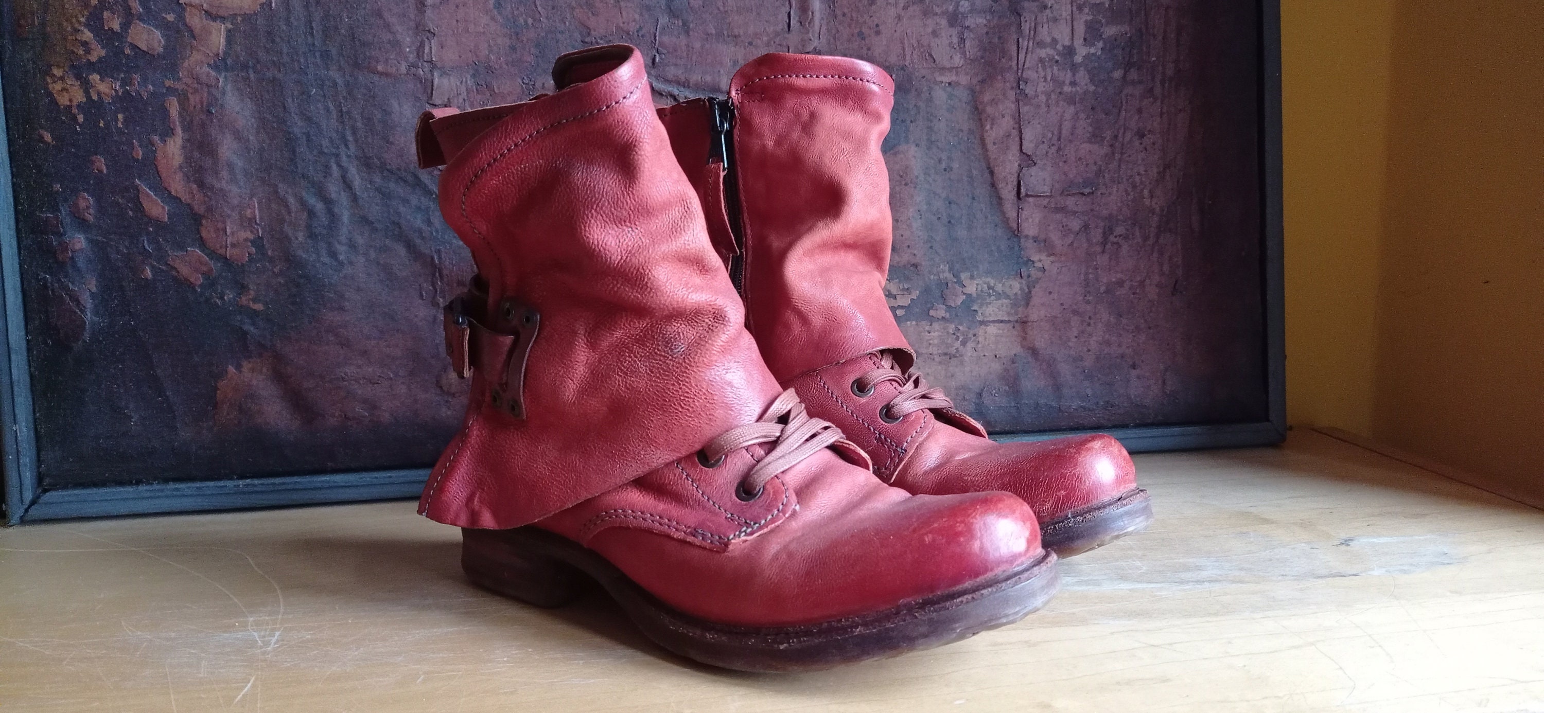 Red Ankle Boots Airstep AS 98 Fabulous 
