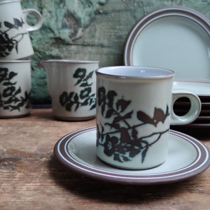 Hornsea PRELUDE tea cup plate saucer set milk jug vitramic. vintage Hornsea 1980s flowers Rustik Ceramic Mid Century Modern Made in England
