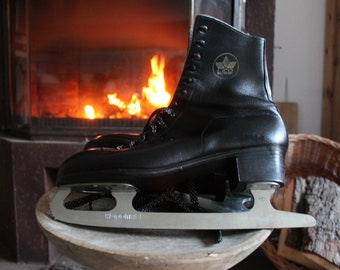 Patins à glace rétro, patins des années 50/60, patins vintage pour hommes patins à glace patins en acier patins en cuir Lico Chaussures de patinage sur glace Patinage sur glace fabriqués en Allemagne de l’Ouest