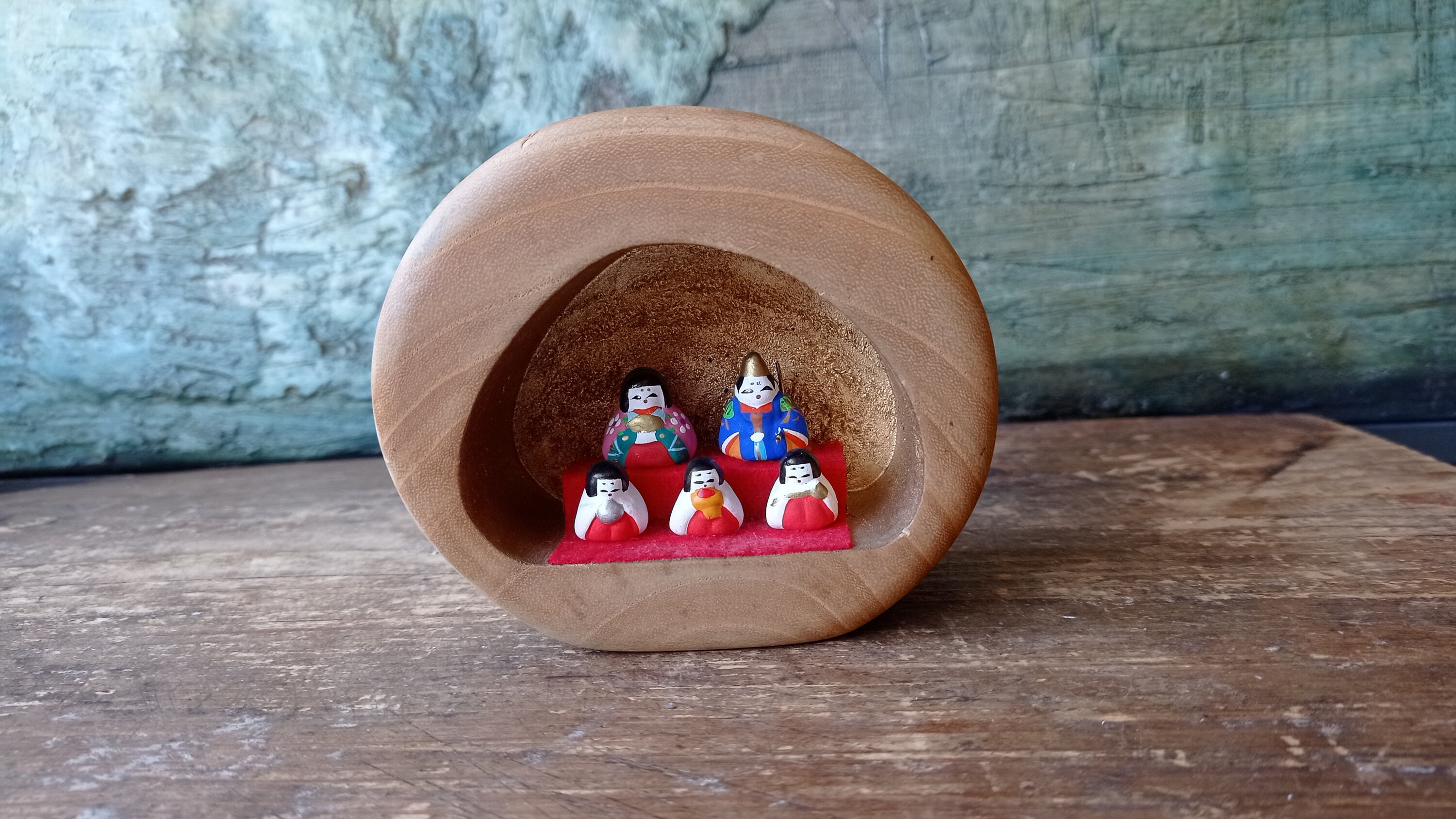 Wood Hina Dolls Emperor Empress Mino yaki Japanese Girls festival Made in Japan Minature Tiny Kokeshi Artisan Handcrafted shrine Modern Art