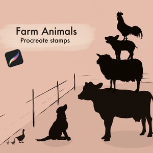 18 Farm House Animals Procreate Stamp Brushes | Digital Brushes for ...