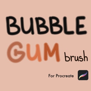May include: Bubble Gum brush for the Procreate app. The brush is designed to look like bubble gum with a pink, orange and brown colour scheme.
