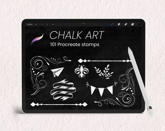 101 Procreate-tavleelement | Handritade Procreate-penselstämplar