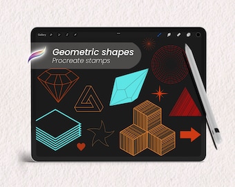 126 Procreate geometric shape stamp brushes | Basic and complex geometry figures | Tattoo stencil design