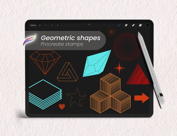 126 Procreate geometric shape stamp brushes | Basic and complex geometry figures | Tattoo stencil design