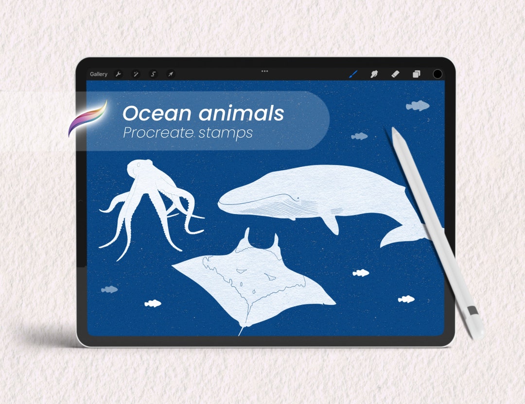 21 Sea & Ocean Animals Procreate Stamp Brushes | Water Theme | Animal ...