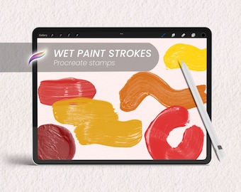 20 thick paint stroke stamps for Procreate | Digital wet real acrylic brush stroke STAMPS