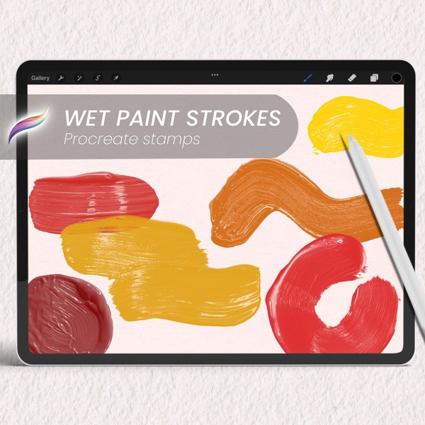 20 thick paint stroke stamps for Procreate | Digital wet real acrylic brush stroke STAMPS