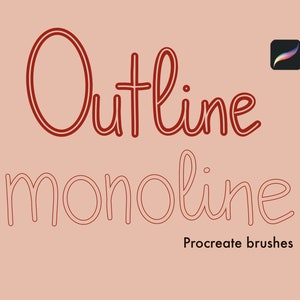 2 pinceles Monoline Outline para Procreate / Caligrafía, pincel de letras