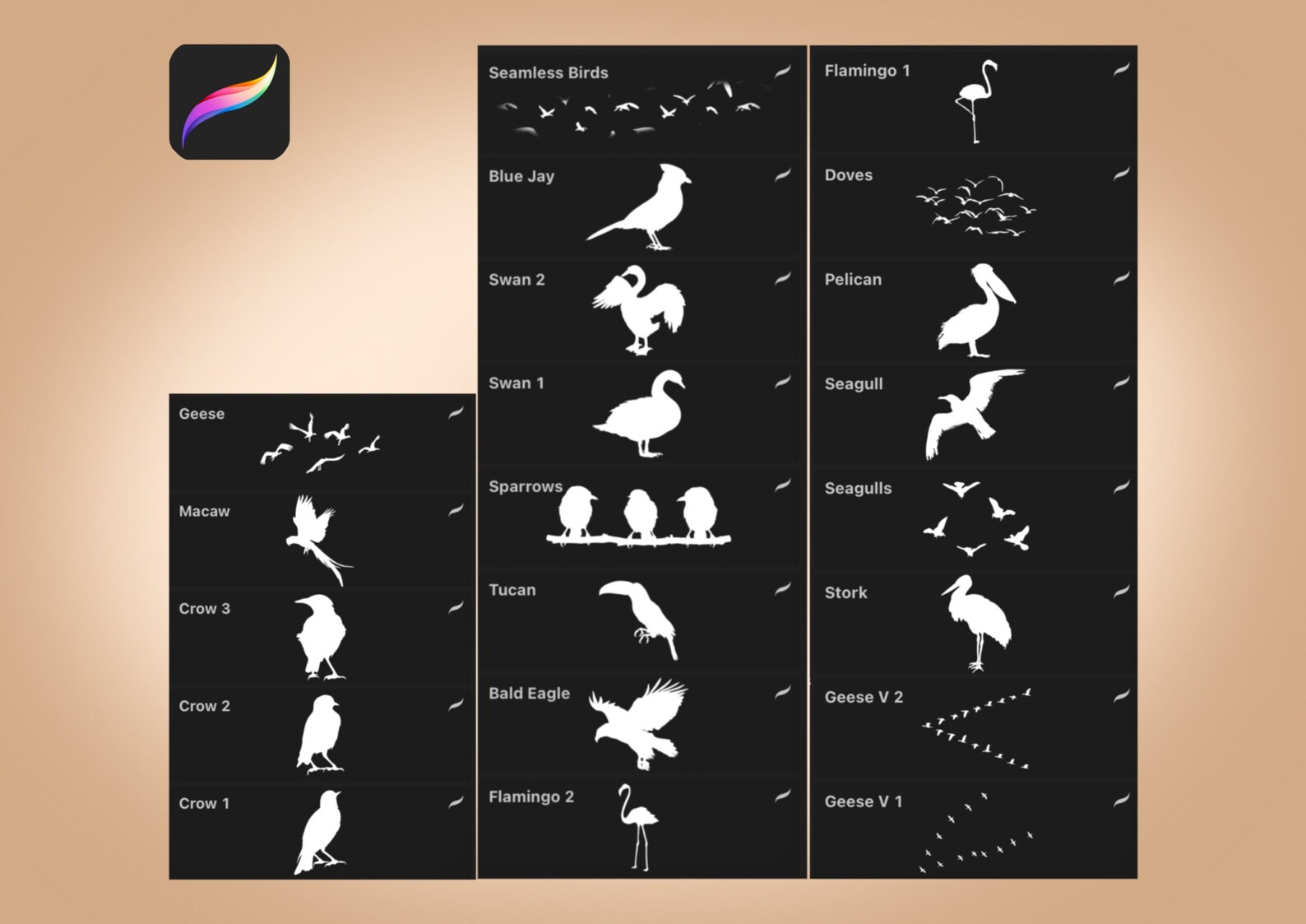 21 Bird Procreate Stamp Brushes | Digital Brushes for Procreate ...