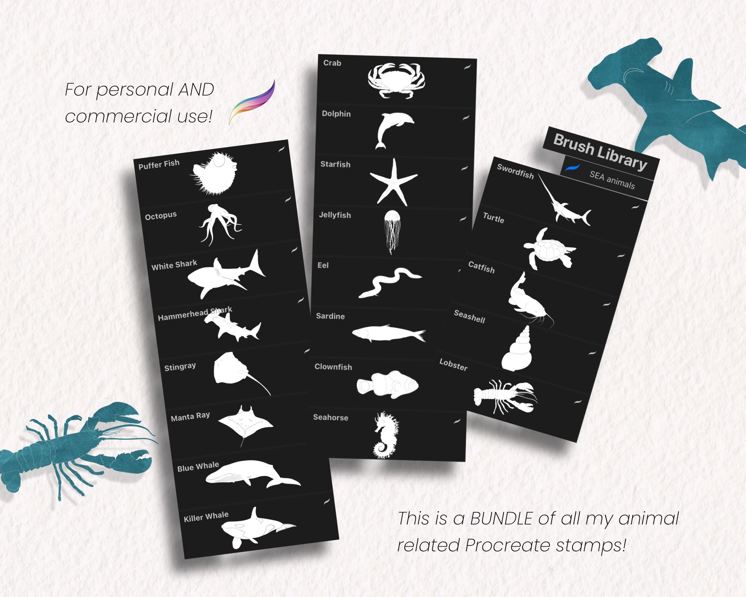 100+ Animal Procreate Stamps BUNDLE | Digital Wildlife Nature Brushes ...