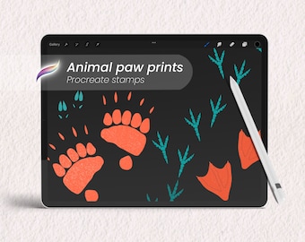 14 animal footprints Procreate stamp brushes | Forest animal paw prints and tracks