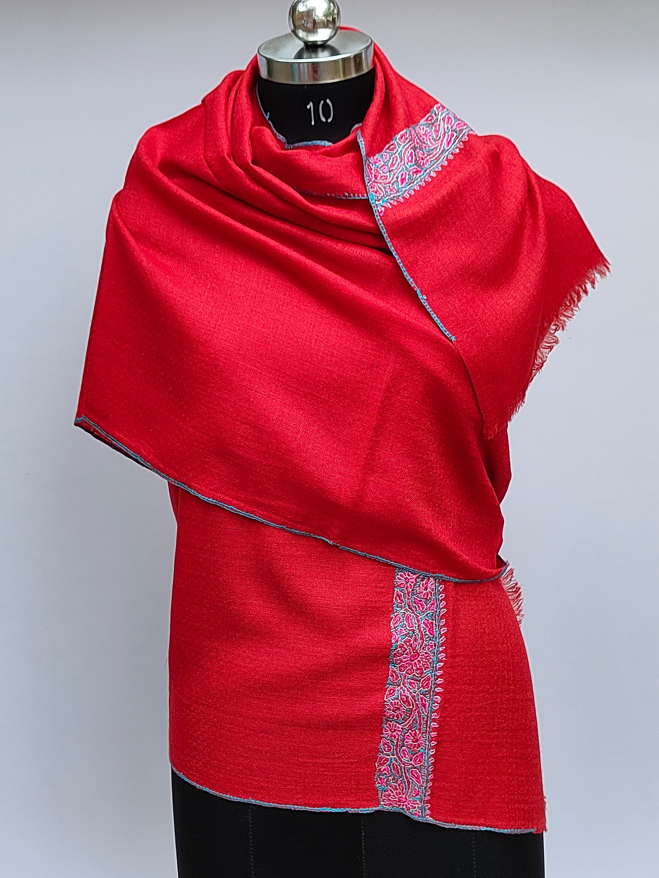 Pure pashmina shawl Red pashmina scarfpashmina sozni shawl Etsy