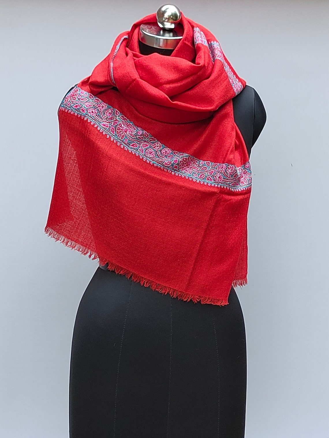 Pure pashmina shawl Red pashmina scarfpashmina sozni shawl Etsy