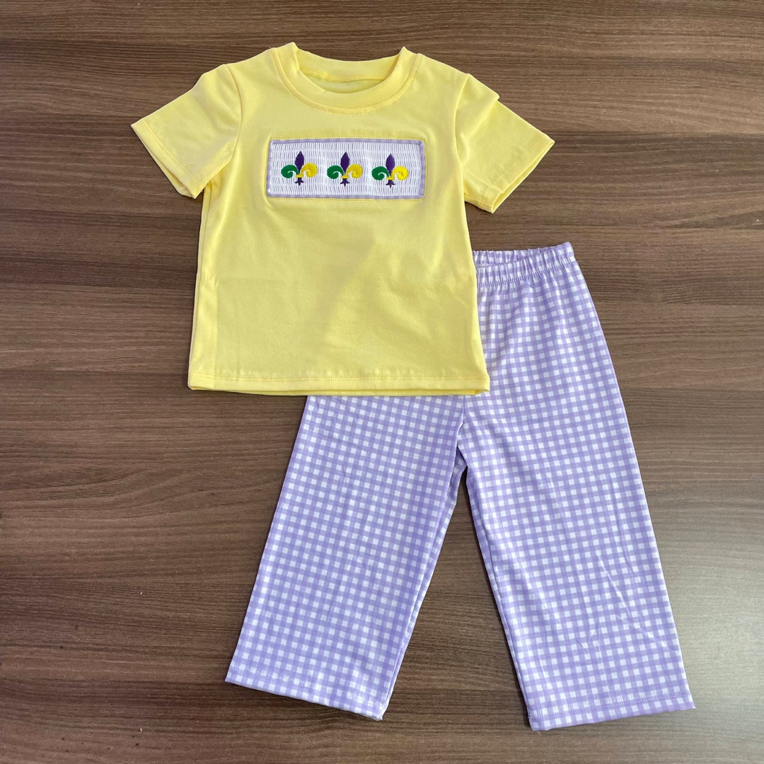 mardi gras smocked outfits
